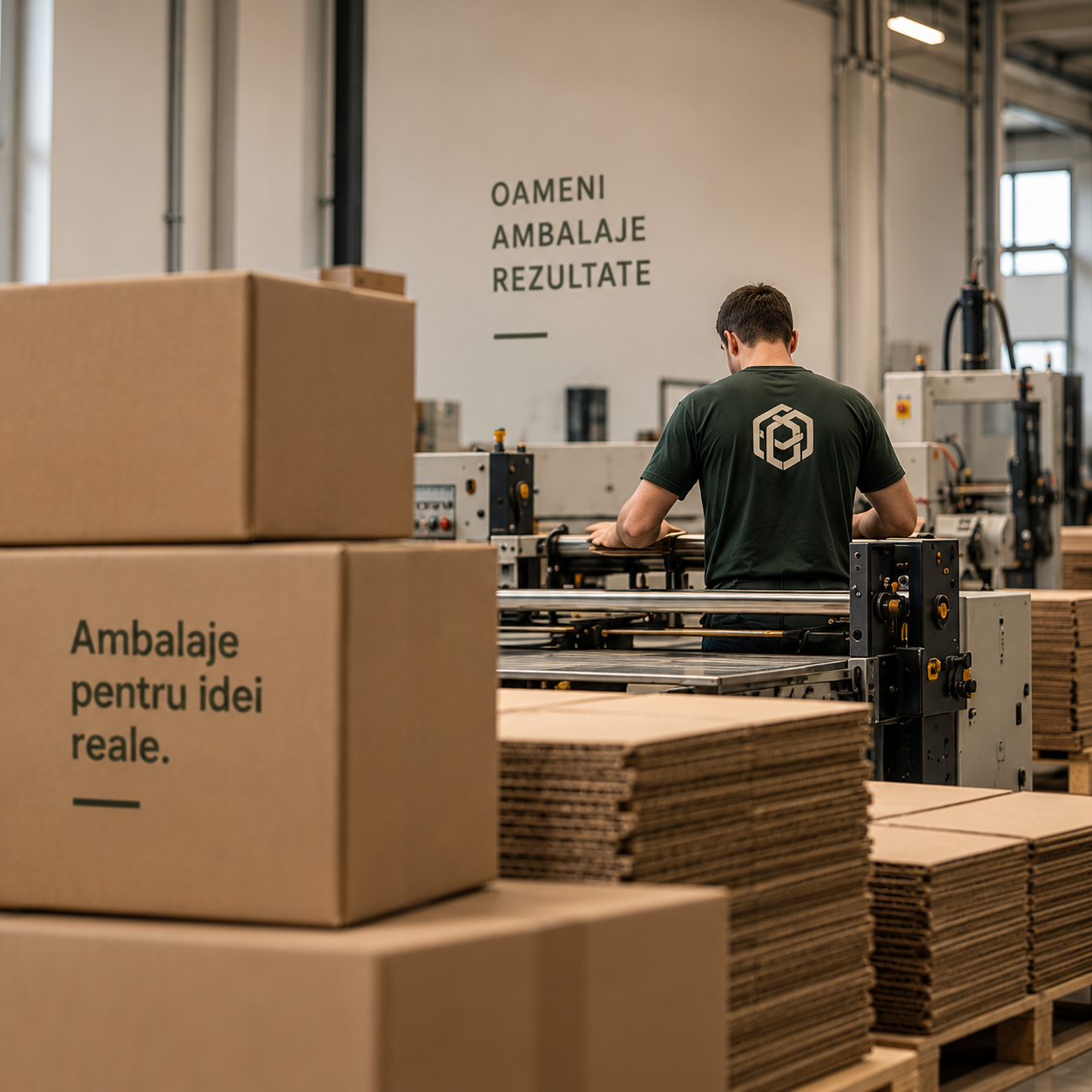 Imagine ilustrativă a unui atelier cu foi de carton ondulat
